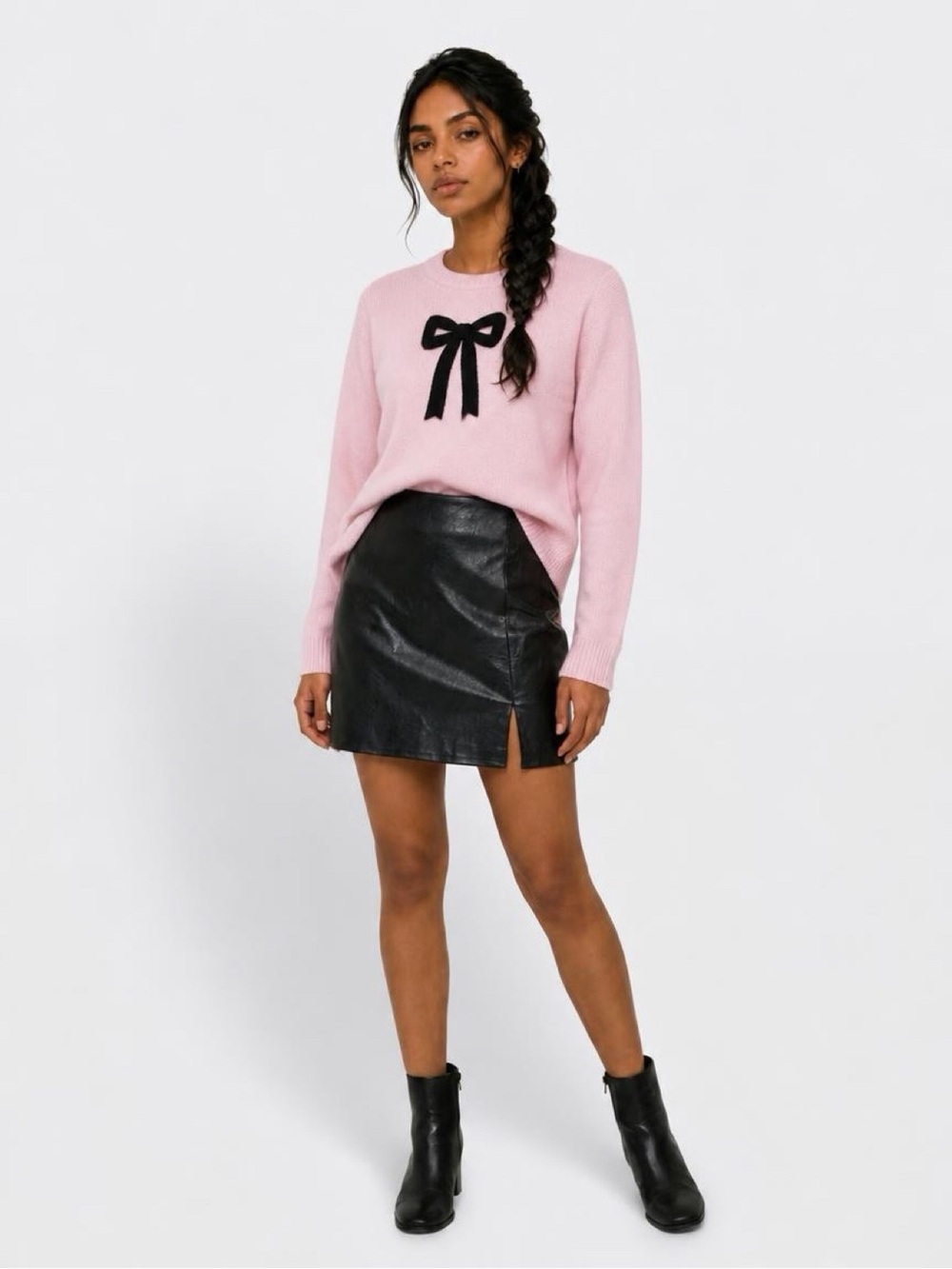 Old Navy Black Faux Leather Mini Skirt with Side Slit